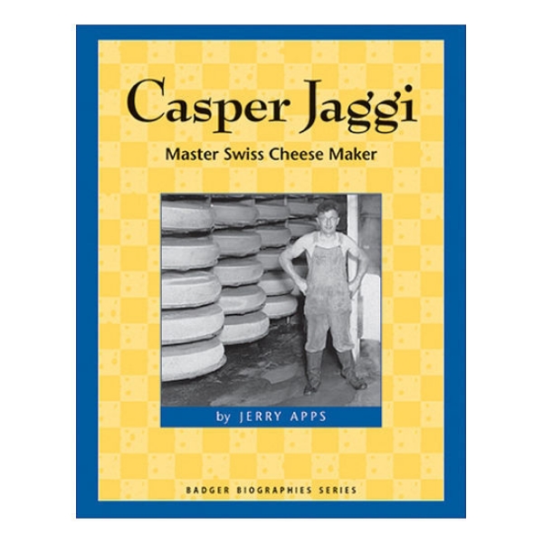 Casper Jaggi book cover featuring blue border and then yellow cheese colored with image of Casper Jaggi