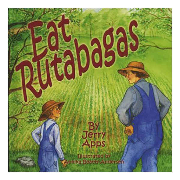 Eat Rutabagas book cover with farmer and young boy standing in front of green field