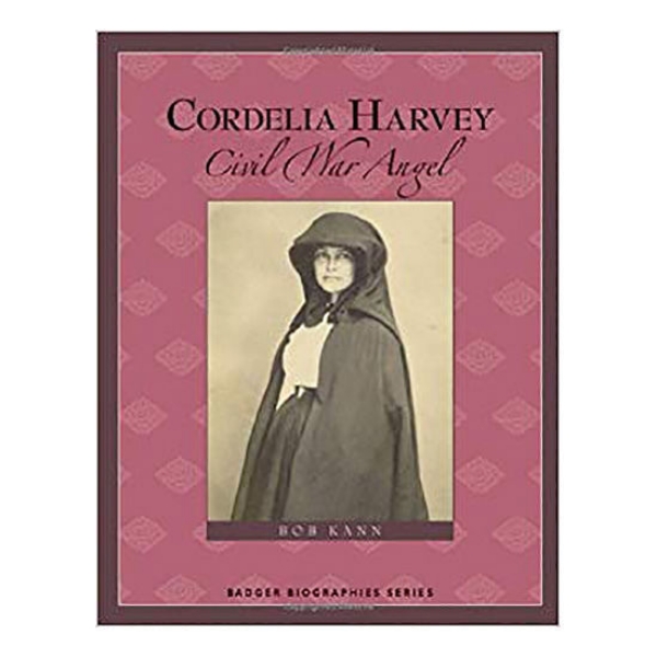 Cordelia Harvey book cover featuring  image of Cordelia surrounded by pink and brown border