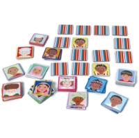 Never Forget a Face Memory Game with game cards laid out across image.