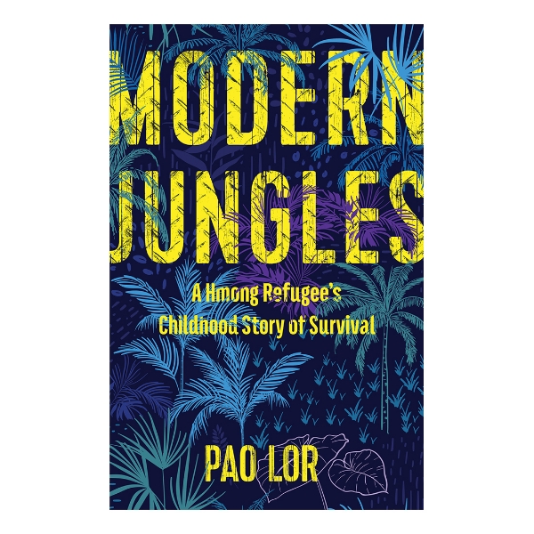 Modern Jungles book cover featuring bold yellow title and blue, purple, and green trees in background