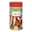 Puzzle canister holiding a Circus puzzle with colorful, vintage illustrations of circus performers and animals.