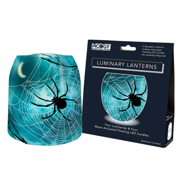 The EEK! Spider Luminary Lanterns - Set of 4 in its packaging