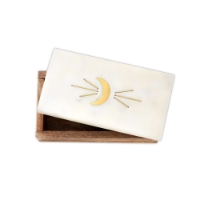 The Indukala Crescent Moon Treasure Box with the lid slightly off