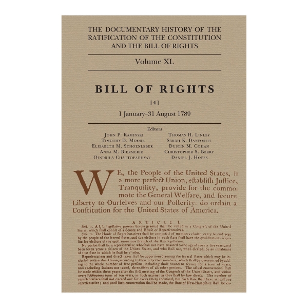 Book cover of "The Documentary History of the Ratification of the Constitution" Volume 40. Beige background with title in black font.