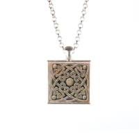 Square pendant with Celtic knot design.